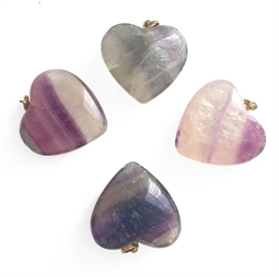 Regnbue Fluorit Hjerte Vedhæng - 1 stk.