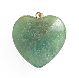 Grøn fluorit hjerte vedhæng ca. 27x30 mm 