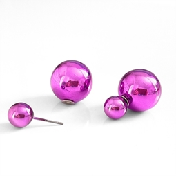 Metallic lilla 2i1 perle-ørestikker