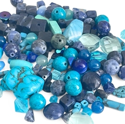 Mix stenperler blå nuancer 4-12 mm