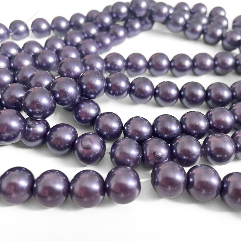 10 mm Glasperler Lilla Metallic - Hel Streng