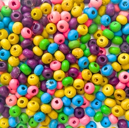 Træperler mix farver 3x4,5mm - 10 g  (ca. 450 stk)