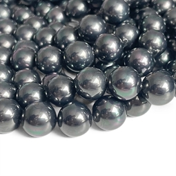 10 mm South Sea Shell perler koksgrå – Hel streng