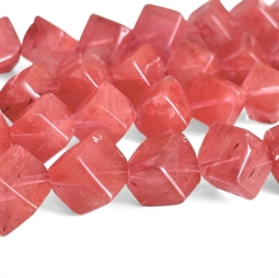 10 mm Cherry Quarts Kubiske Perler - 26 stk.