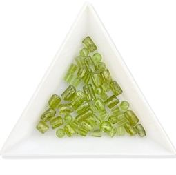 50 stk. Peridot perler – mix af former, ca. 4–8 mm