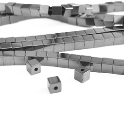 3 mm Hæmatit Kubeperler - ca. 139 stk.