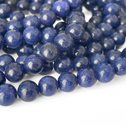 8 mm Blå farvet jade perler - Hel streng