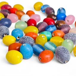 Mix farvede ovale glasperler – 8 x 10 mm