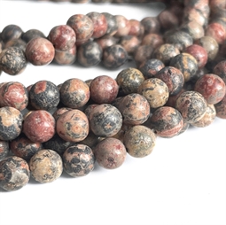 6 mm Rød  Leopard skinds Jaspis perler ca. 63 stk.