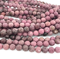 8 mm Rhodonit Facet Perler - Hel Streng