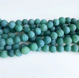 21 stk. 8 mm Grønne krakkelerede agat perler 