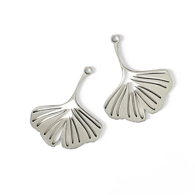 2 stk. Ginkgo Blad Vedhæng - 27x22 mm 