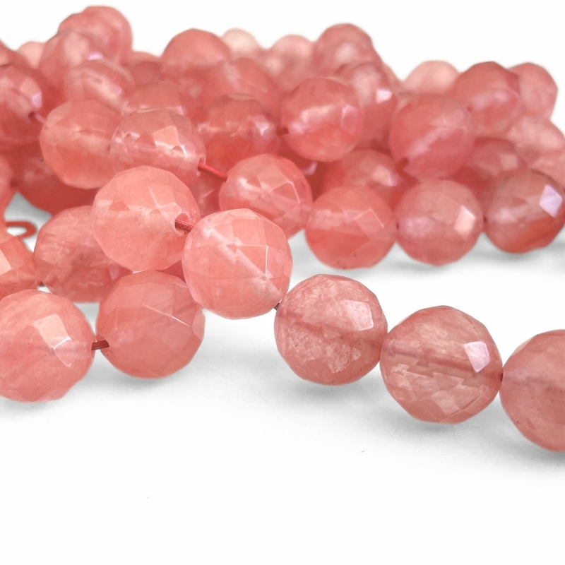 Koralrosa facetterede jadeperler 12 mm til smykkefremstilling