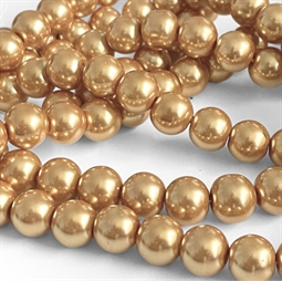 10 mm Glasperler Guld Metallic - Hel streng