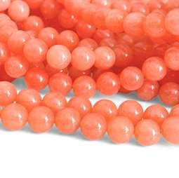 Ferskenfarvede jadeperler 8 mm til smykkefremstilling