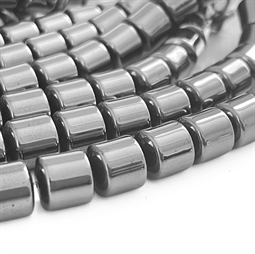 hæmatit cylinderperler 8 mm mørk sølvgrå