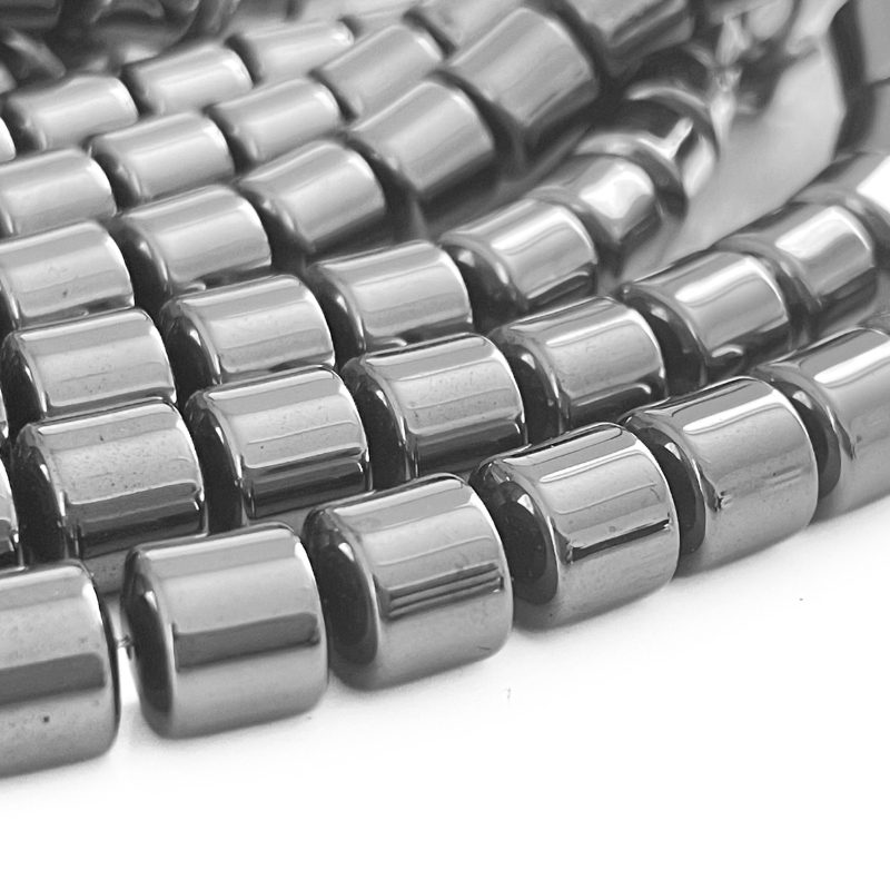 hæmatit cylinderperler 8 mm mørk sølvgrå