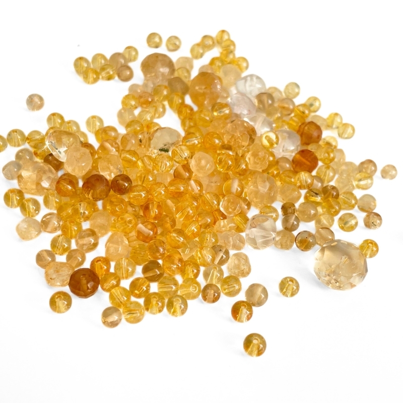 Mix af citrinperler – ca. 40 gram