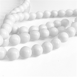 8 mm Sne Jade Hvid Perler - ca. 50 stk.