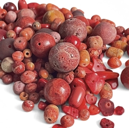 røde og koralfarvede perler mix