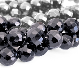 Sort onyx perler facetterede 12 mm til smykkefremstilling