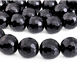 Sort facetslebet onyxperler 12 mm med stort hul