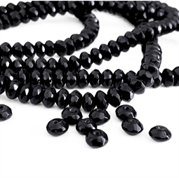 Facetterede sorte onyx rondelperler 6x4 mm