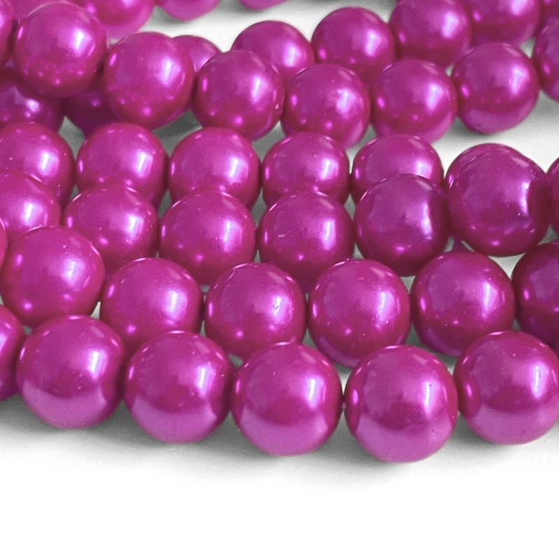 10 mm Glasperler Magenta Metallic - Hel Streng