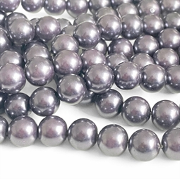 10 mm Glasperler Sølv Metallic  - Hel streng