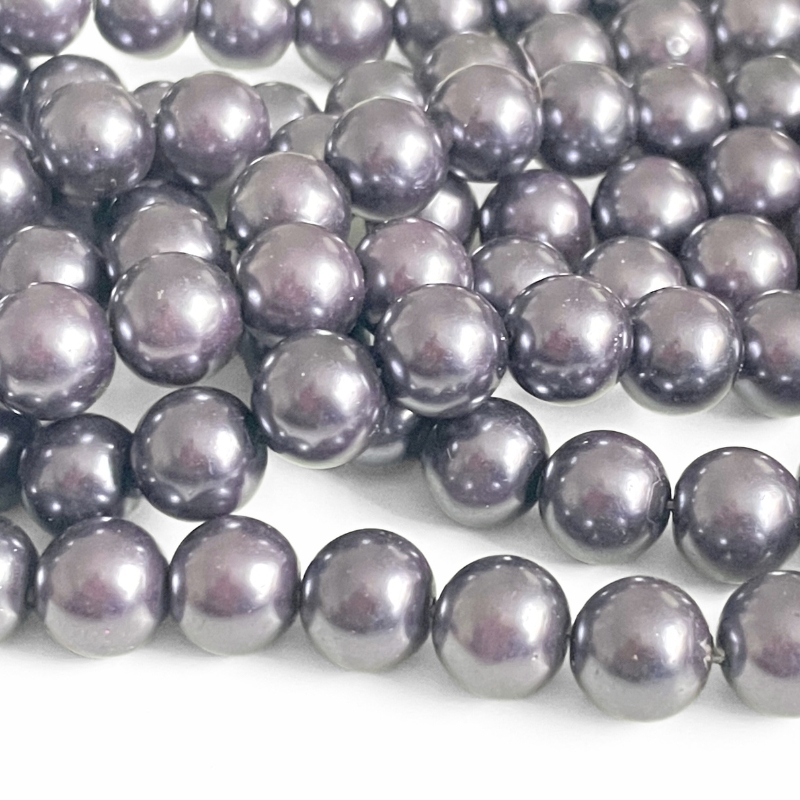 10 mm Glasperler Sølv Metallic  - Hel streng