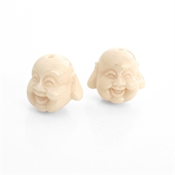 19x21 mm Hvid Buddha hoved - Syntetisk Sten