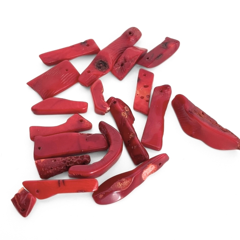 Rød farvet Koral "Sticks" – 18-40 mm - 20 gram