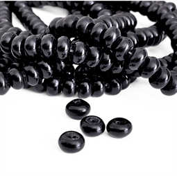Sort onyx rondelperler 4x8 mm med blank overflade – skiveformede perler til smykker
