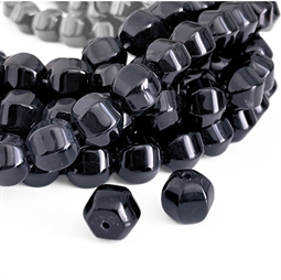 Onyxperler i lanterneform med blank overflade – 10 mm sorte stenperler til armbånd og halskæder