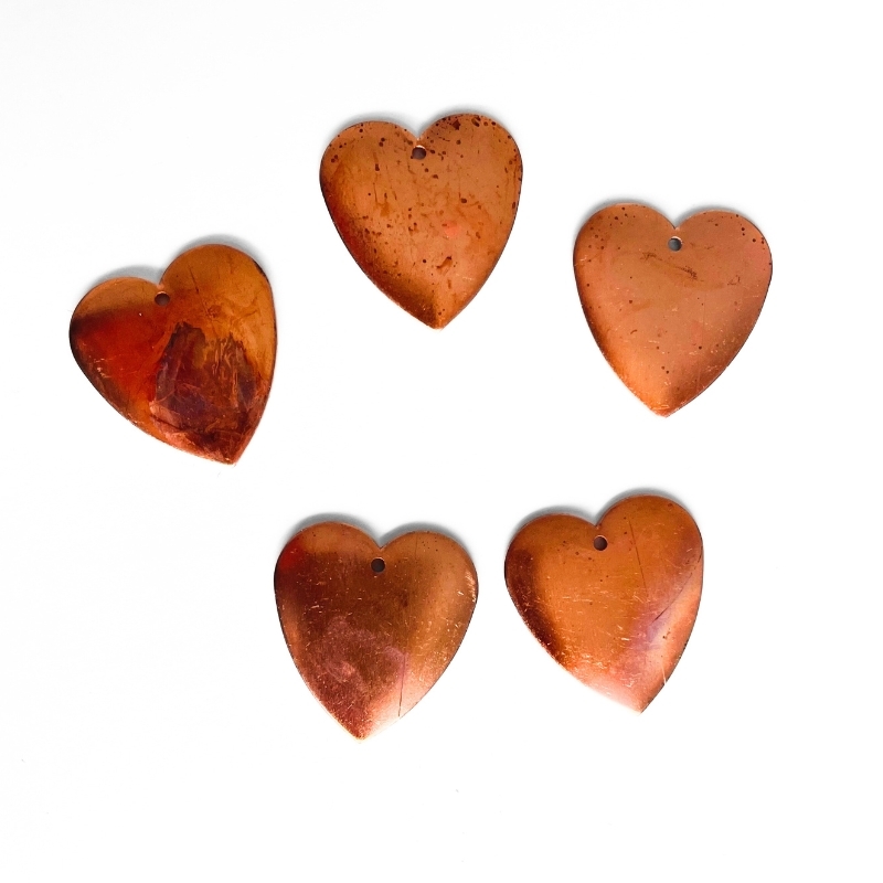 Rustikke kobberhjerter - 5 stk