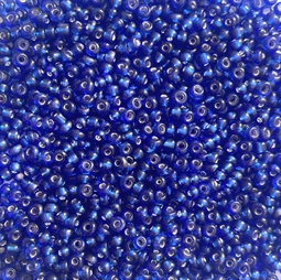 Blå Silverline rocailles perler, 20 g