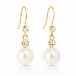 SMYKKEKIT - Øreringe med rhinsten og shell pearls