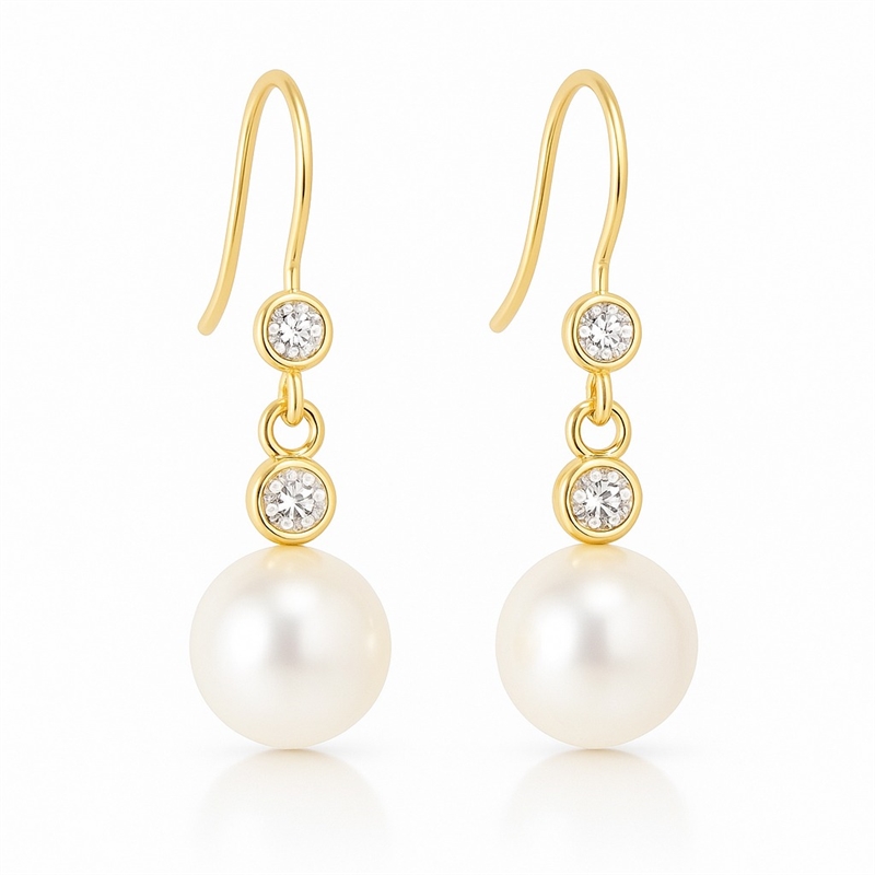 SMYKKEKIT - Øreringe med rhinsten og shell pearls