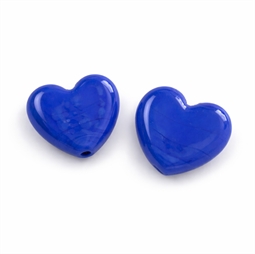 Hjerteformede blå glasperler