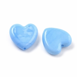 Blå hjerteperler i glas med lodret hul