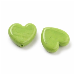 Grønne hjerteperler i glas med lodret hul