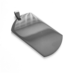 Sort metal dog tag vedhæng, 50 x29 mm 
