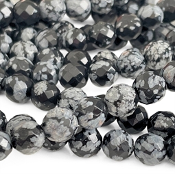 snowflake obsidian perler streng 8 mm